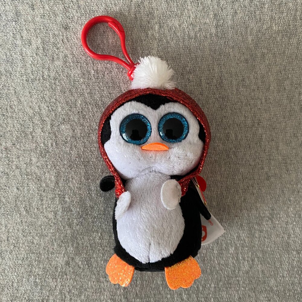 NWT Ty Beanie Boos Key Clip Gale the Christmas Holiday Penguin 4" 2019